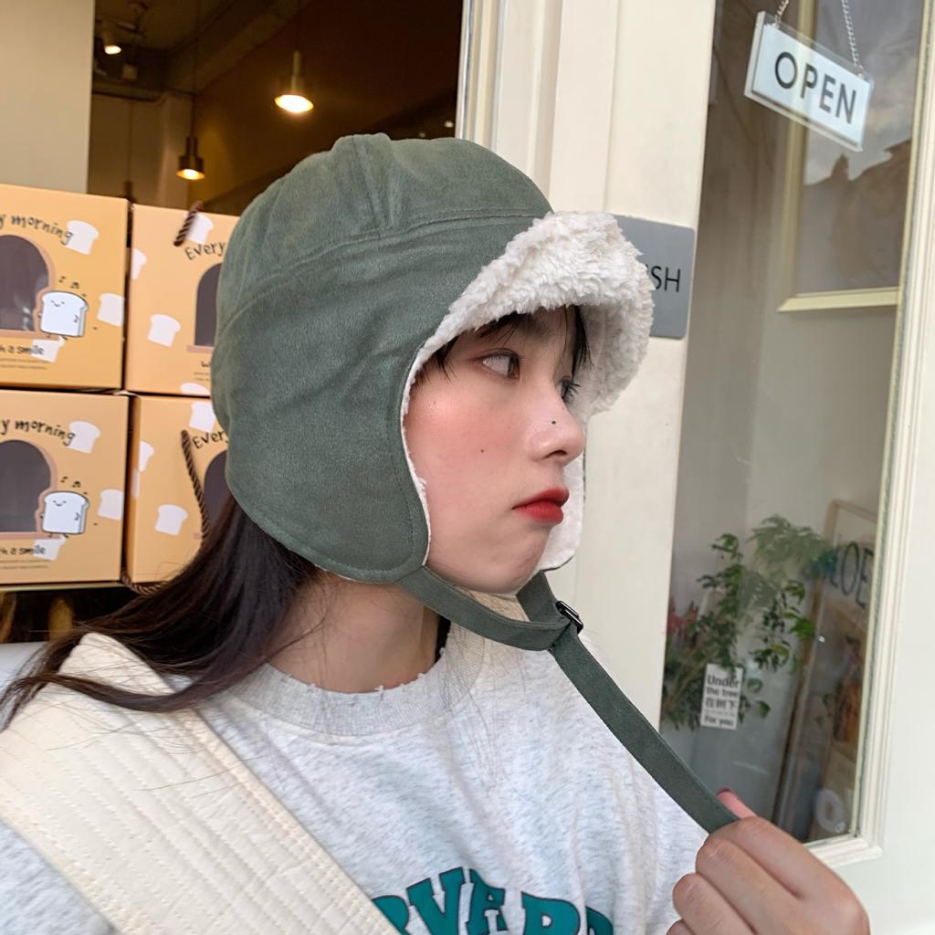 Lei Feng Hat Women's Winter Korean Version Cute Thickened Warm Cycling Hat Ski Plus Velvet Windproof Ear Protection Cold Hat Couple