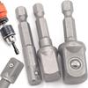 3/6Pcs Chrome Vanadium Steeldium Steel Socket Adapter Set Hex Shank 1/4" 3/8" 1/2" Extension Drill Bits Bar Set Power Tools