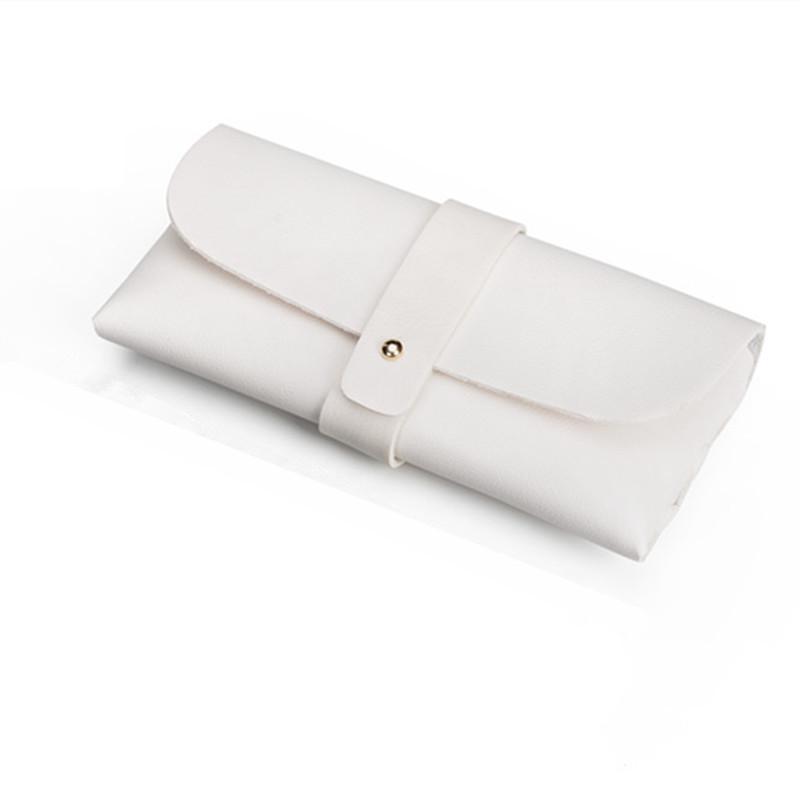 Black Leather Eyeglass Case, PVC Snap Button Soft Case with Logo Printing Option for Sunglasses.