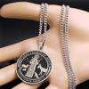 Colliers Médailles Saint François d'Assise pour Femmes Hommes Acier Inoxydable Couleur Argent Protecteur des Animaux Collier Bijoux N7569