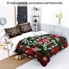 3pcs Christmas Plaid Print Coreless Bedding Set Comfortabl Dormitory Bedroom Holiday Decoration Multiple Sizes Machine Washable