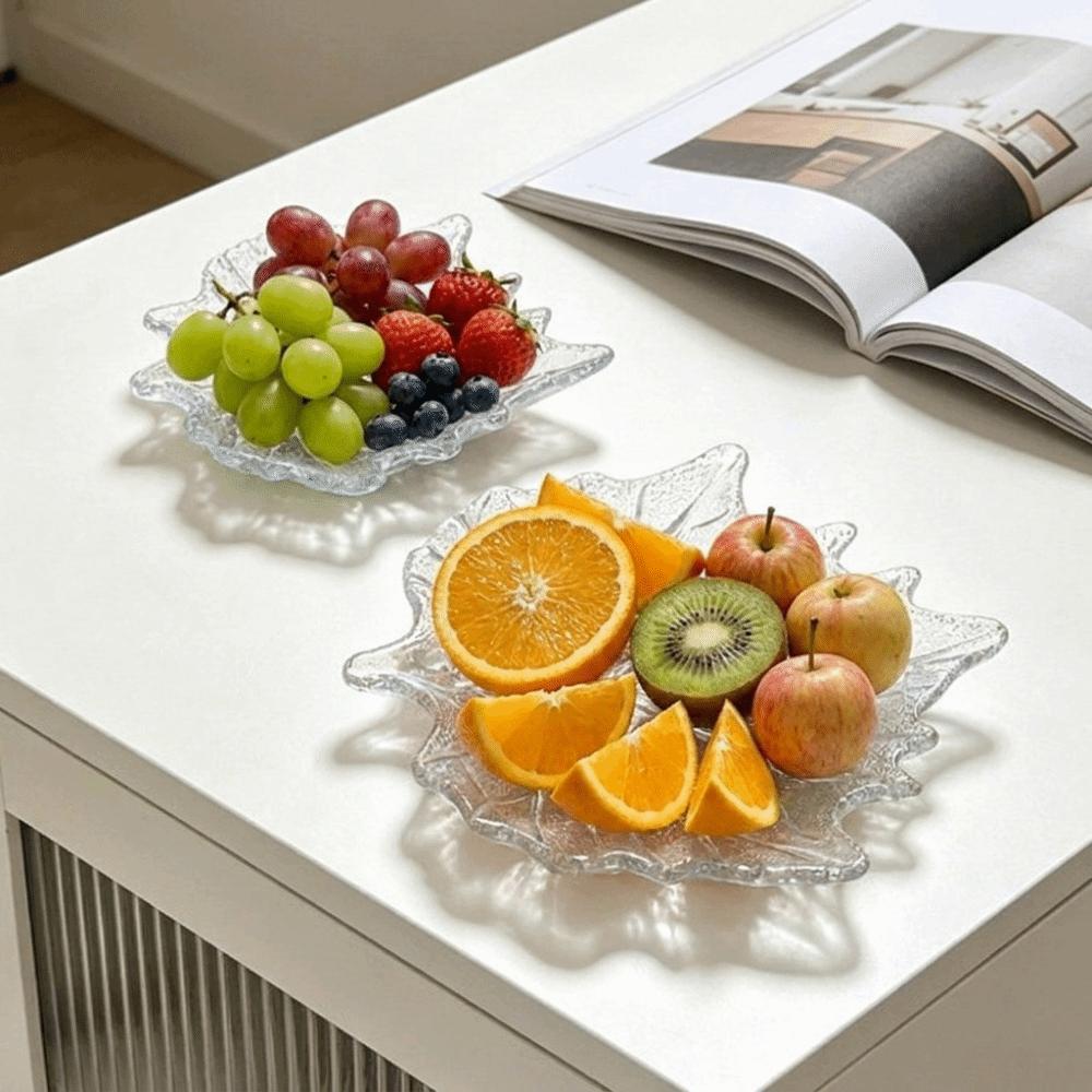 European Style Glass Dessert Dish Leaves Shape Desktop Storage Tray Dried Fruit Trays Home Use
