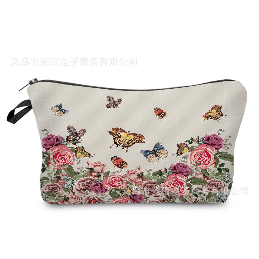 Women Flower Print Cosmetic Bag Toiletries Organize Travel Storage Case 6662