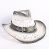 Popular European and American Fashion Hollow Woven Hat Straw Hat Men's and Women's Classic Outdoor Western Denim Straw Hat