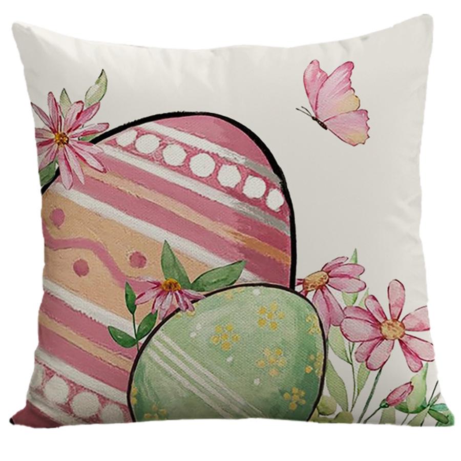 Плюшевая декоративная подушка с узором из пасхальных кроликов и моркови для спальни или дивана 45x45 cm 726₽