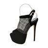 Street Style Back Buckle Strap Platform Sandals Women Mesh Fabric Open Toe Ultra Thin Heels Stripper Shoes Zapatos Mujer