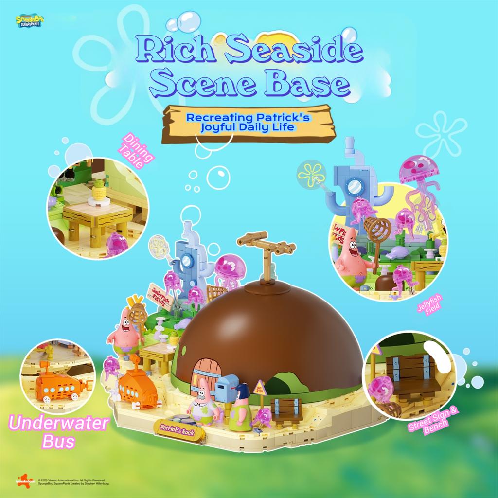 Non-Toxic Patrick Star Rock House Building Blocks Spongebob Squarepants Series Cartoon Model Bricks Desktop Collectible Ornaments Kids Toy