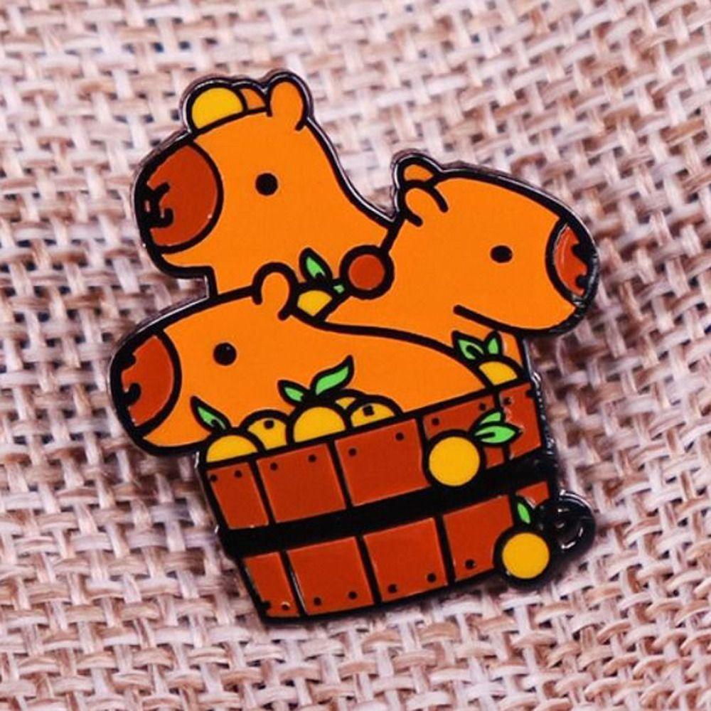 Emoticon Pack Capybara Brooch Animal Capybara Zinc Zinc Alloy Badge Cartoon Pin Brooch  Backpack Accessories