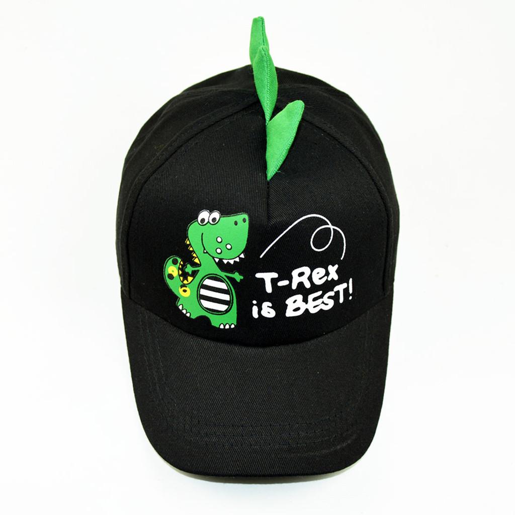 

(СУ)Бавовняна бейсболка з мультяшним динозавром для маленьких хлопчиків BK чорний