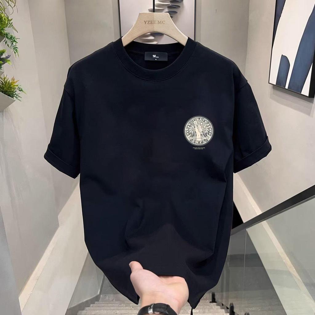 Heavyweight Trendy Graphic Tee - American Scoundrel Cool Personality Short Sleeve Men's Loose Round Neck.