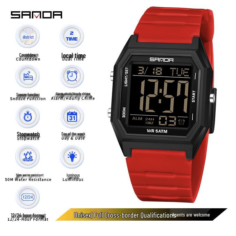 Sanda Waterproof Multifunctional Sports Watch for Teenagers and Students