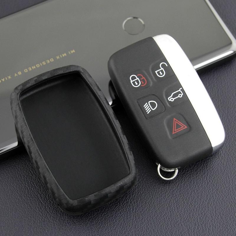 Carbon Fiber Silicone Remote Car Key Fob Case Cover Holder Shell For Land Rover Range Rover Sport Freelander Jaguar XE XJ XJL XF