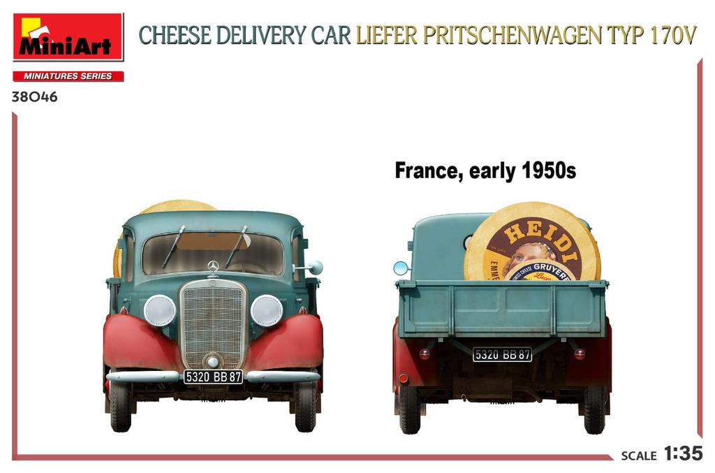 MiniArt Scale Cheese Delivery Car Reefer Preischenwagen Type 170V Plastic Model Kit MA38046 1/35