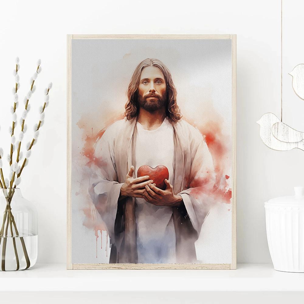 Jesus and The Cross Jesus Poster Christian Lamb of God Art Canvas Painting Christian Wall Art Picture  Living Room Home  Decor
