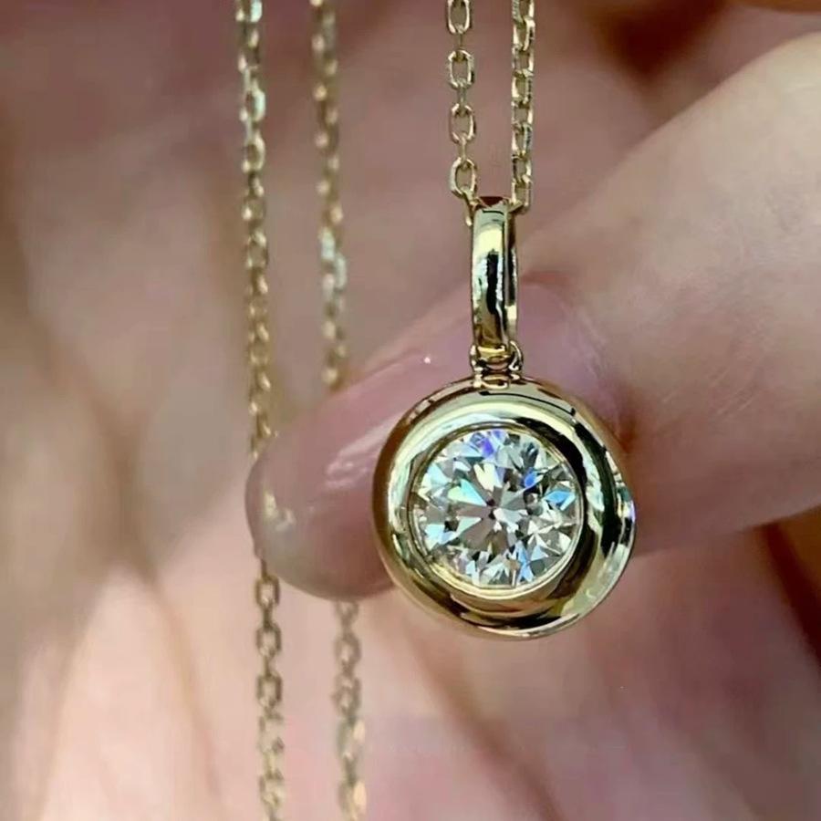 Light Luxury Simple 1 Carat Bubble Diamond Pendant Inlaid With Eight Hearts And Eight Arrows High Carbon Diamond Small Round Diamond Necklace Women