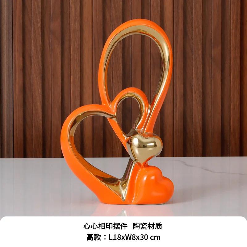 Sculpture décorative d'ambiance romantique nordique en céramique, connexion amoureuse, lumière, luxe, combinaison, décoration pour la maison, la Saint-Valentin