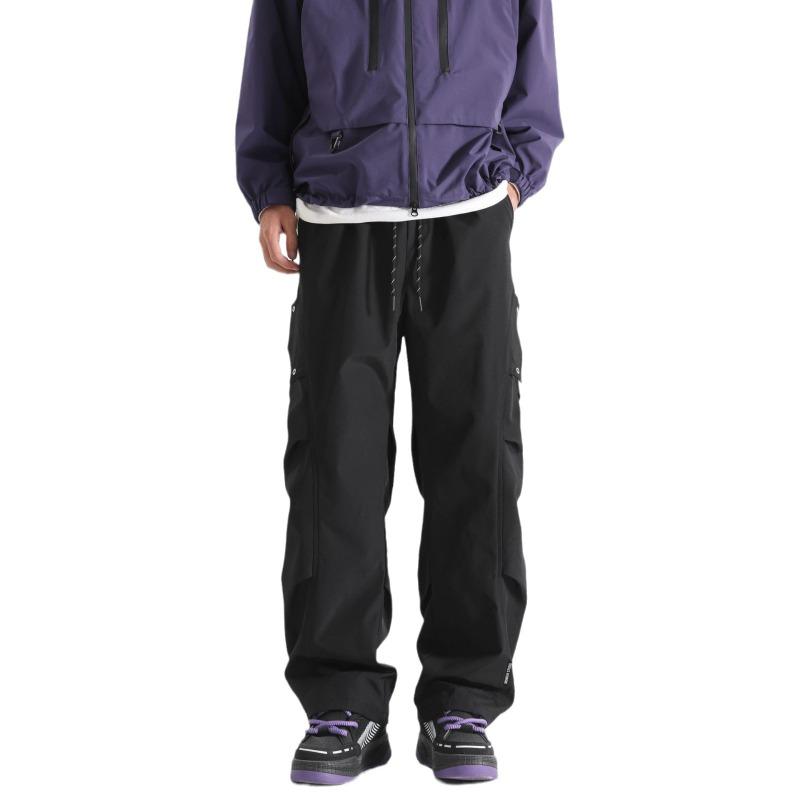 Outdoor Men's Soft Shell Charging Pants Casual Versatile Men's Tooling Velvet Loose Waterproof Pants Men