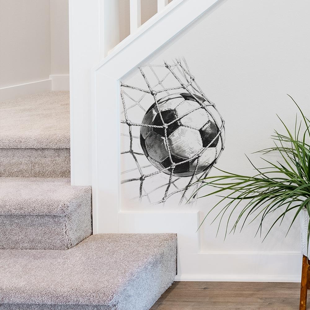 Selbstklebende Fußballtornetz Wandaufkleber für Kinderzimmer Schlafzimmer Eingangsbereich Wohnheim Hausdekoration