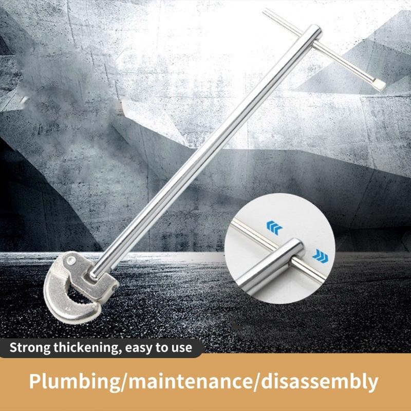 Telescopic Basin Wrench Carbon Steel Sink Faucet Plumbing Tool for Tight Space Kitchen Bathroom Installation Maintenance