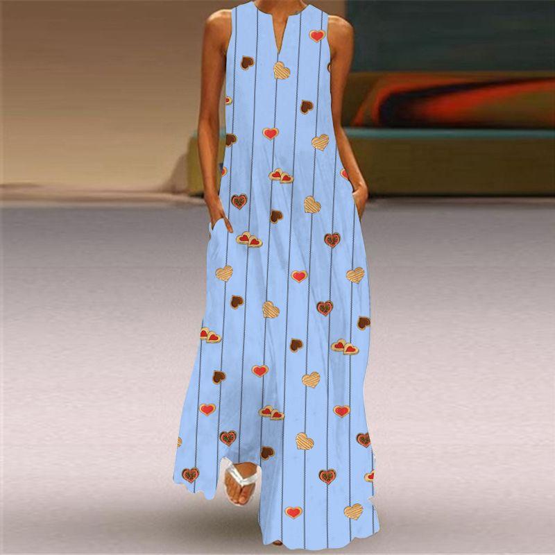 V-neck Dress Women's Fashion 3D Fashion Peacock Feather Print Loose Plus Size and Floor Skirt 2023 Sexy Beach Dress