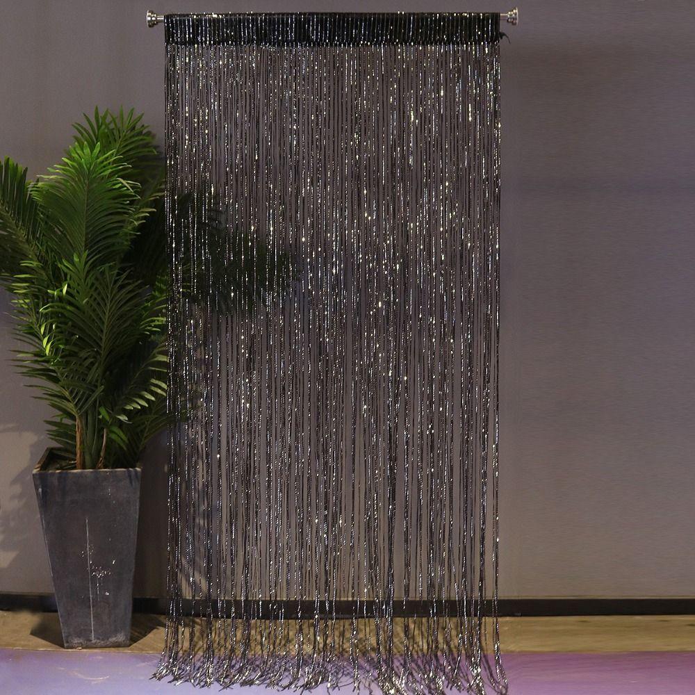 100cm*200cm Straight Line Curtains Multicolor Straight Line Silk Thread Curtains Tassel Silver Wire Tassel Curtains