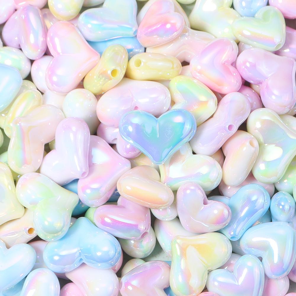 10pcs Acrylic Heart Beads Shiny Love Heart Loose Spacer Beads For Jewelry Making DIY Bracelets Necklace Earrings Phone Key Chain