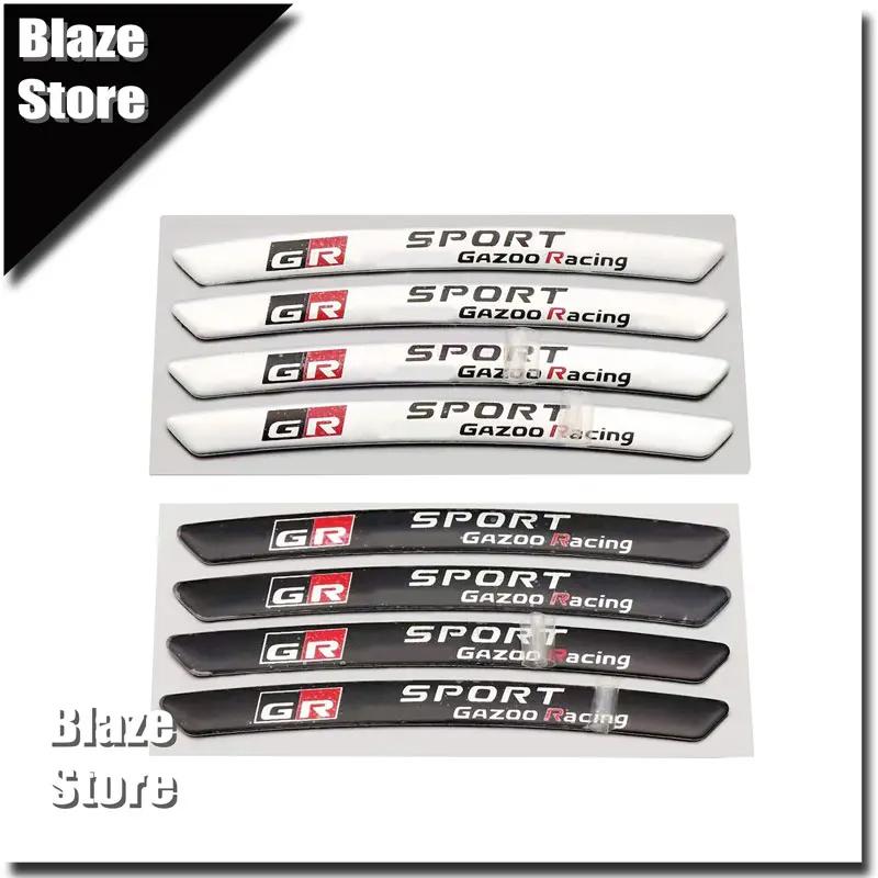 For Toyota 4PCS Aluminum Car Badge Styling Wheel Hub Rims Decor Stickers Camry Highlander C-HR Hilux Vios Rav4 Prius Yaris TRD