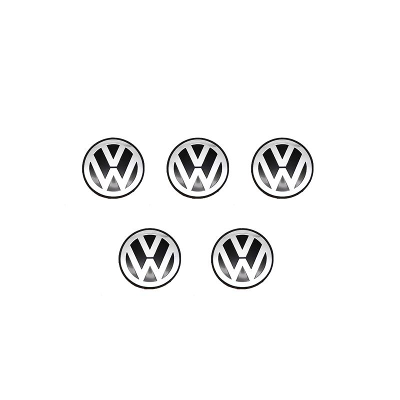 For VW 5Pcs VW Car Remote Key Logo Sticker Aluminum Emblem For VW Polo Golf GTI Touran Tiguan Jetta Passat CC T5 Magotan Scirocco Caddy ES1