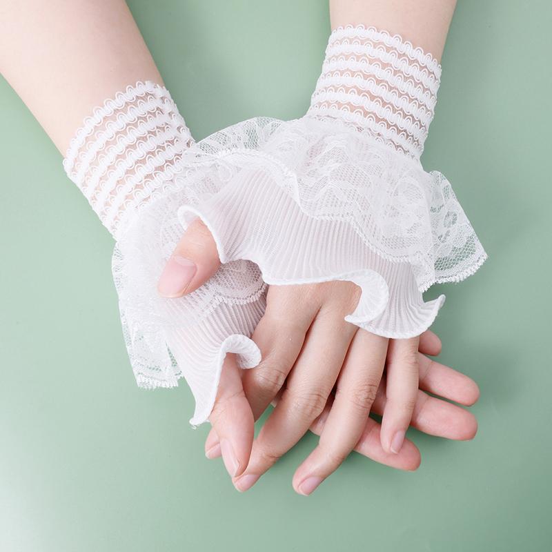 Double Layered Ruffled Lace Fake Sleeves Sweater Elastic Detachable Flared Cuffs Clothing Decoration Ornaments