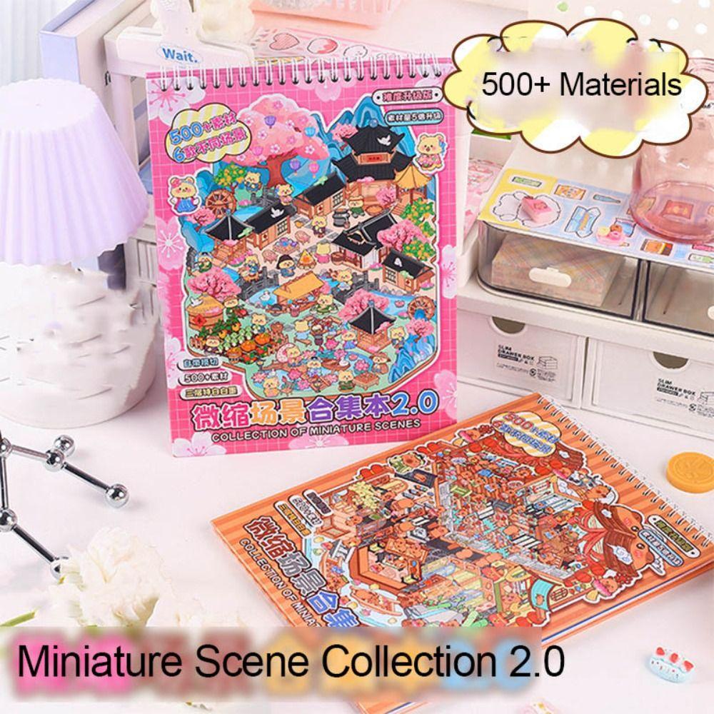 Cartoon Miniature Scene Collection PET Tent Sticker Decoration New Landscape Sticker Book  Kids