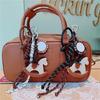 Stylish Leather Horse Pendant Keychain Braided Rope Bag Charm Keychain Bags Decoration For Phone And Bag Use