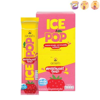 Doi Kham Ice Pop Strawberry Toon Hua, boisson à la fraise, 85 g. x 6 sachets (1 boîte)