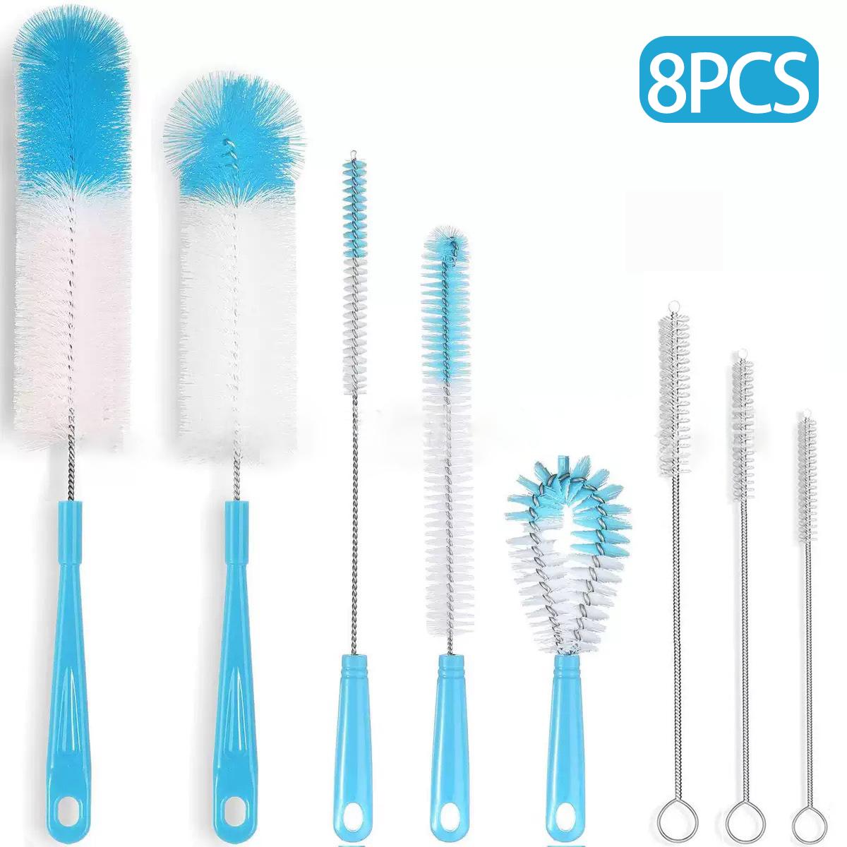 

8/11-piece multi-functional cleaning brush set: suitable for cleaning water cups/baby bottles/straws/narrow-necked bottles 8pcs синий