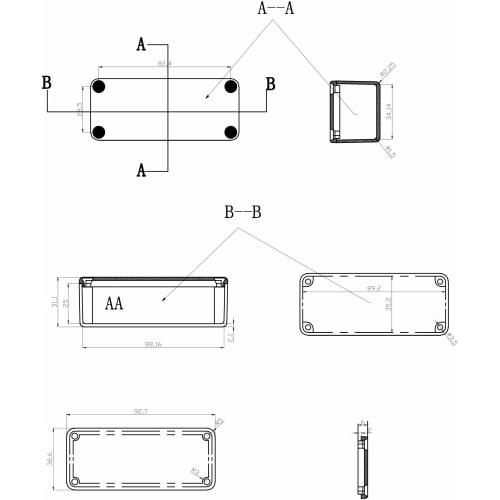 HAMMOND 1590A Typ Effektpedalgehäuse, Aluminiumgehäuse, Gehäuse für DIY-Effektpedale, 1 x 90A