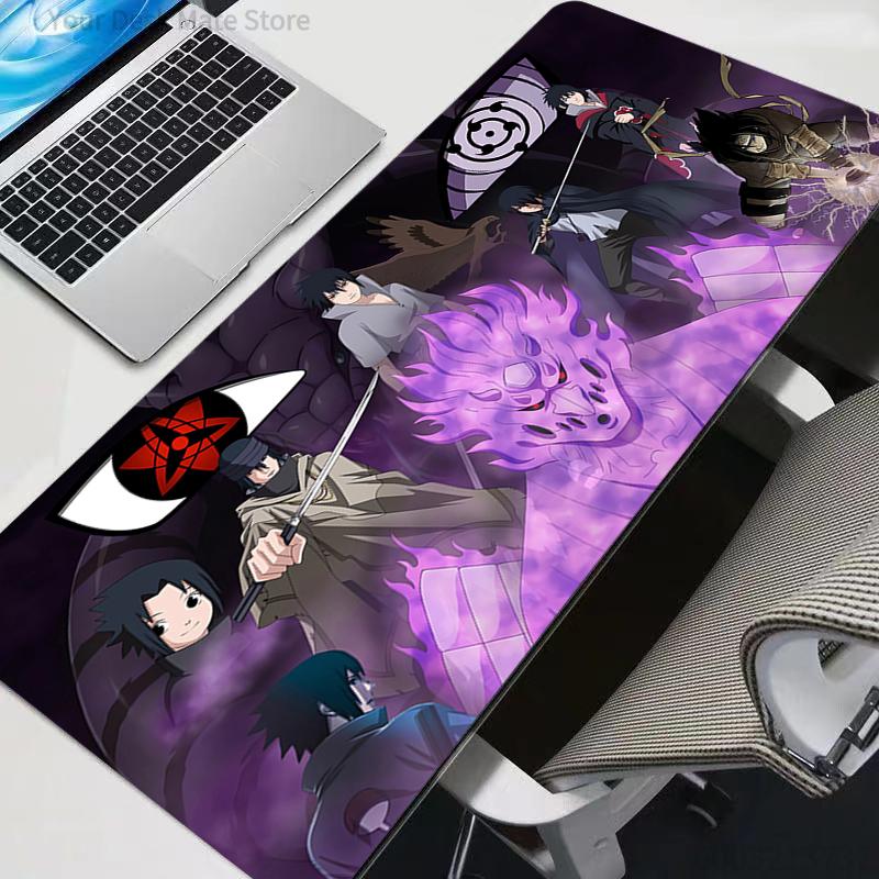 Mauspad HD Schreibtischmatte Anime N-naruto Spielmatte Gaming-Mauspad Speed Sasuke Uchiha Computer und Büro Gamer Schrank Tastaturmatte
