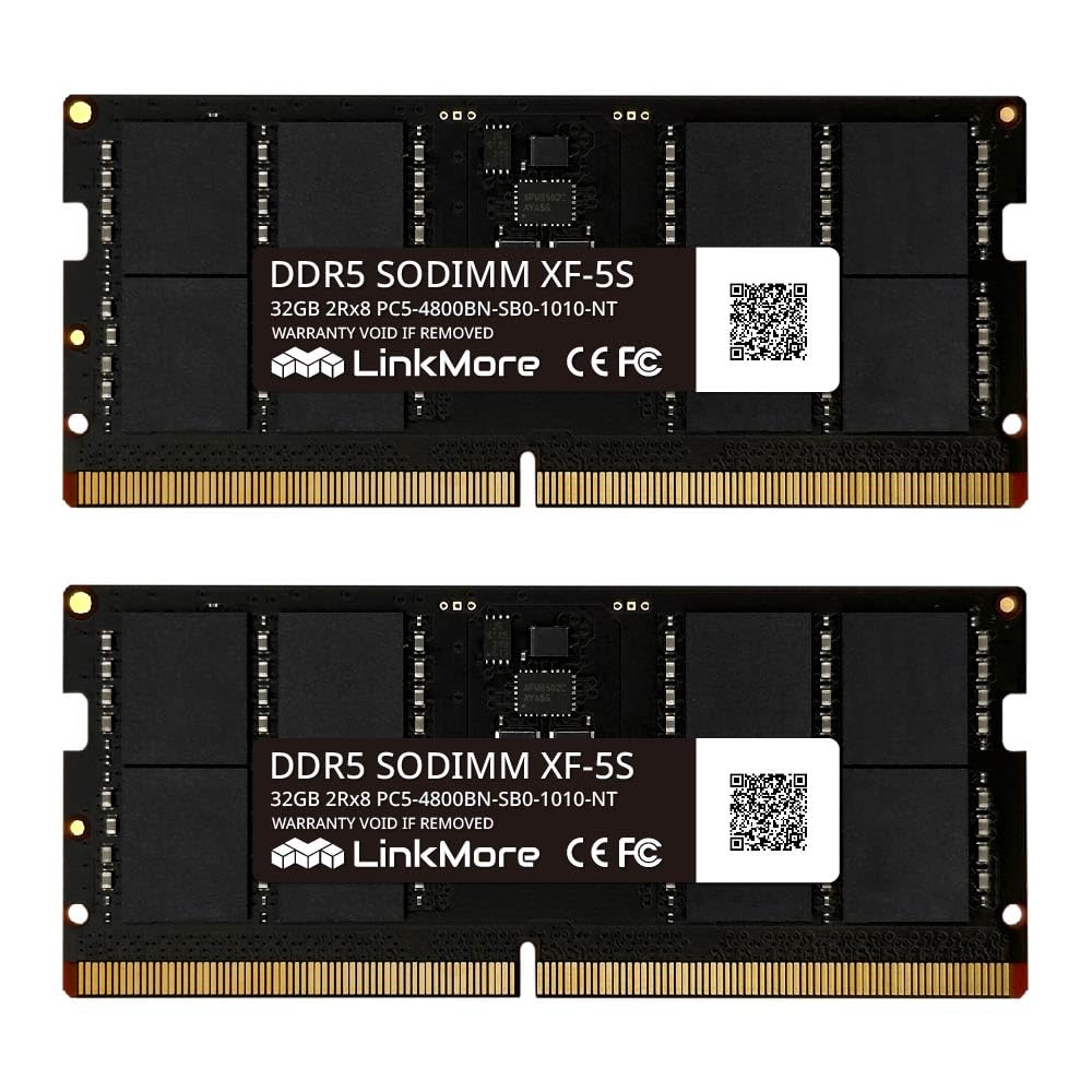 LinkMore DDR5 32GB x 2 4800Mhz Laptop Memory (64GB) PC5-38400 (CL40/1.1V/262-pin)