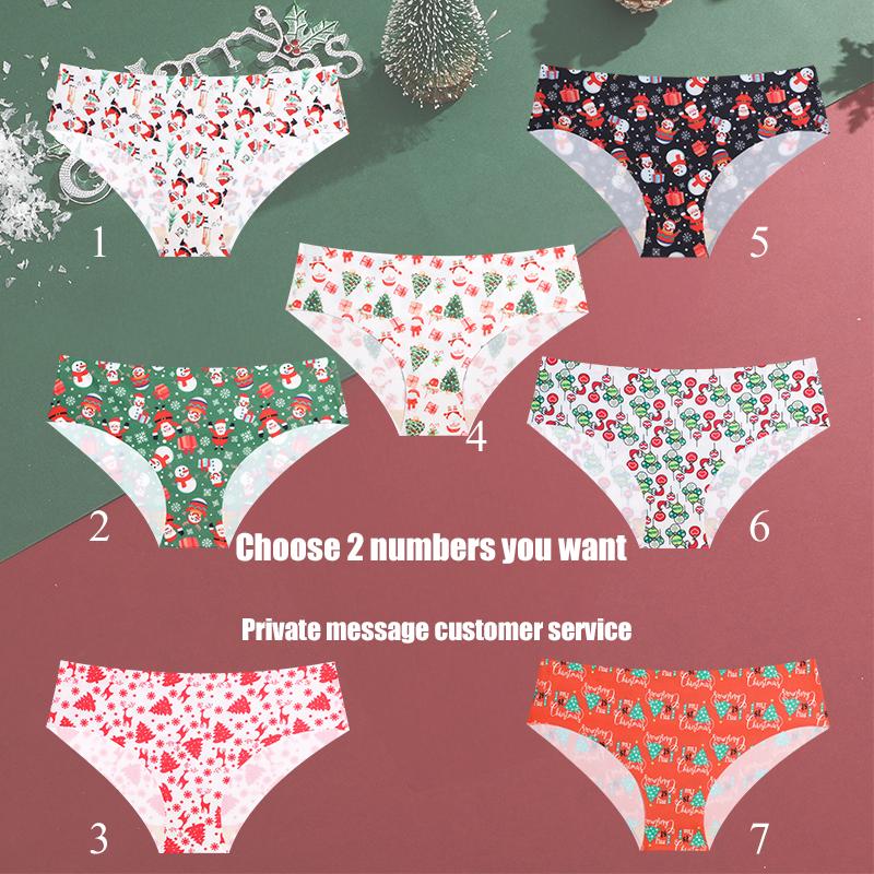 

FINETOO 2 шт./комплект рождественские трусики со снежинками Санта-Клаусом сексуальное дышащее женское нижнее белье стринги с низкой талией веселые рождественские трусики L&Set