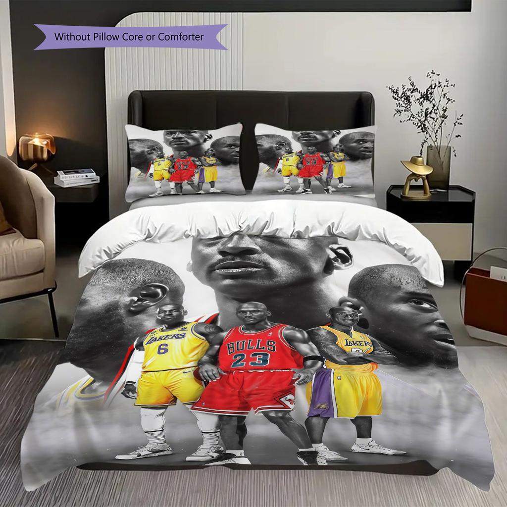 Legends Court Icons Action Three-piece Set(1 * Duvet Cover + 2 * Pillowcase, Without core)Soft and Comfortable Duvet Cover and Pillowcase Bedding Set