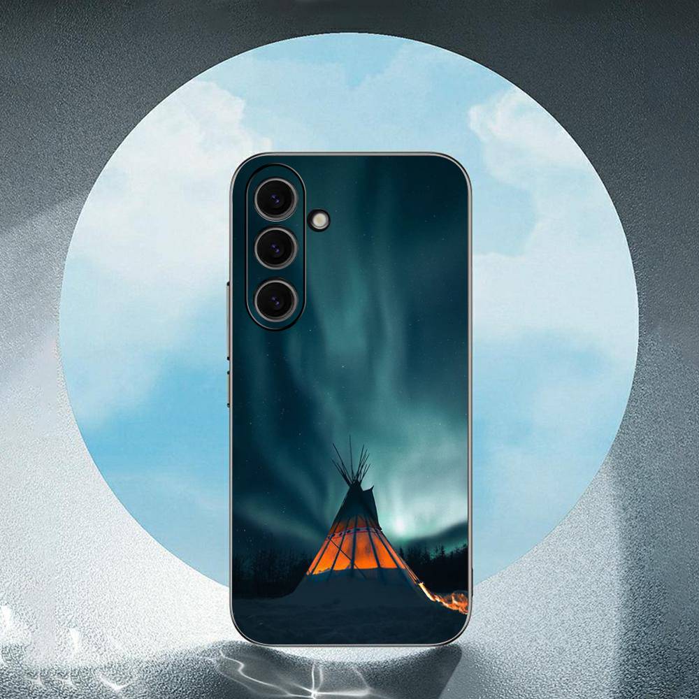 Camping Nature Mountain Luxury Black Phone Case For Samsung Galaxy S23 S24 S25 Ultra S22 Plus S21