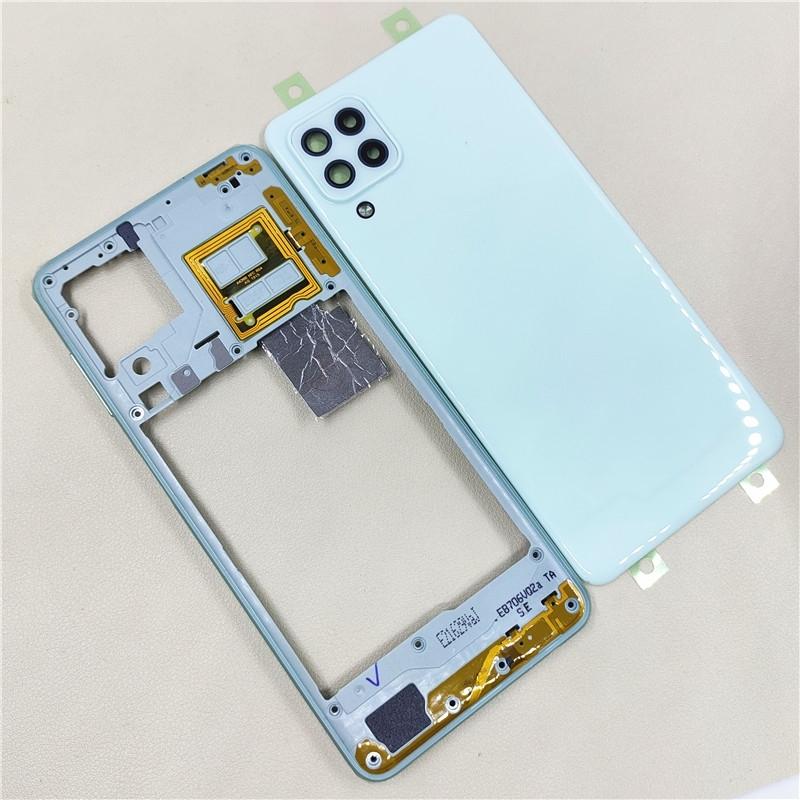 Full Housing Case For Samsung Galaxy A22 4G A225 Middle Frame + Battery Back Cover Rear With Camera Lens Repair Parts