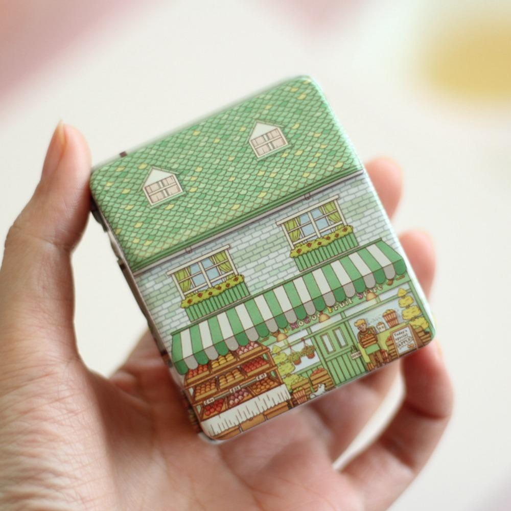 

Creative Metal Storage Box Mini Vintage Candy Tin Box House-Shaped Gift Box Cookie зелений