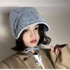2025 New Japanese and Korean Retro Denim Bucket Hat Women's Fashion Tie Four Season Washed Denim Basin Hat Short Brimmed Sun Hat