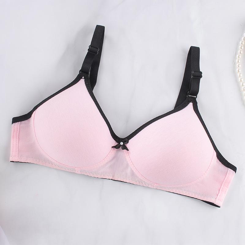 Wireless Push-Up Cotton Bra for Women - Solid Color, Two-Row Buckle, Small Cup
