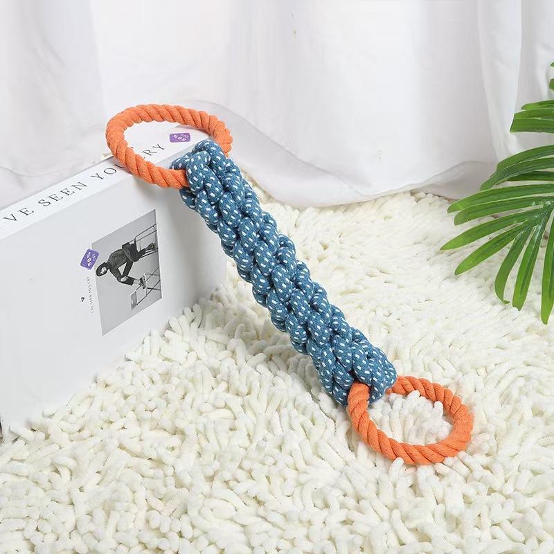 

Bite-Resistant, Interactive Tug Play For Medium To Large Breeds Durable Double-Ring Cotton Blend Dog Rope Toy