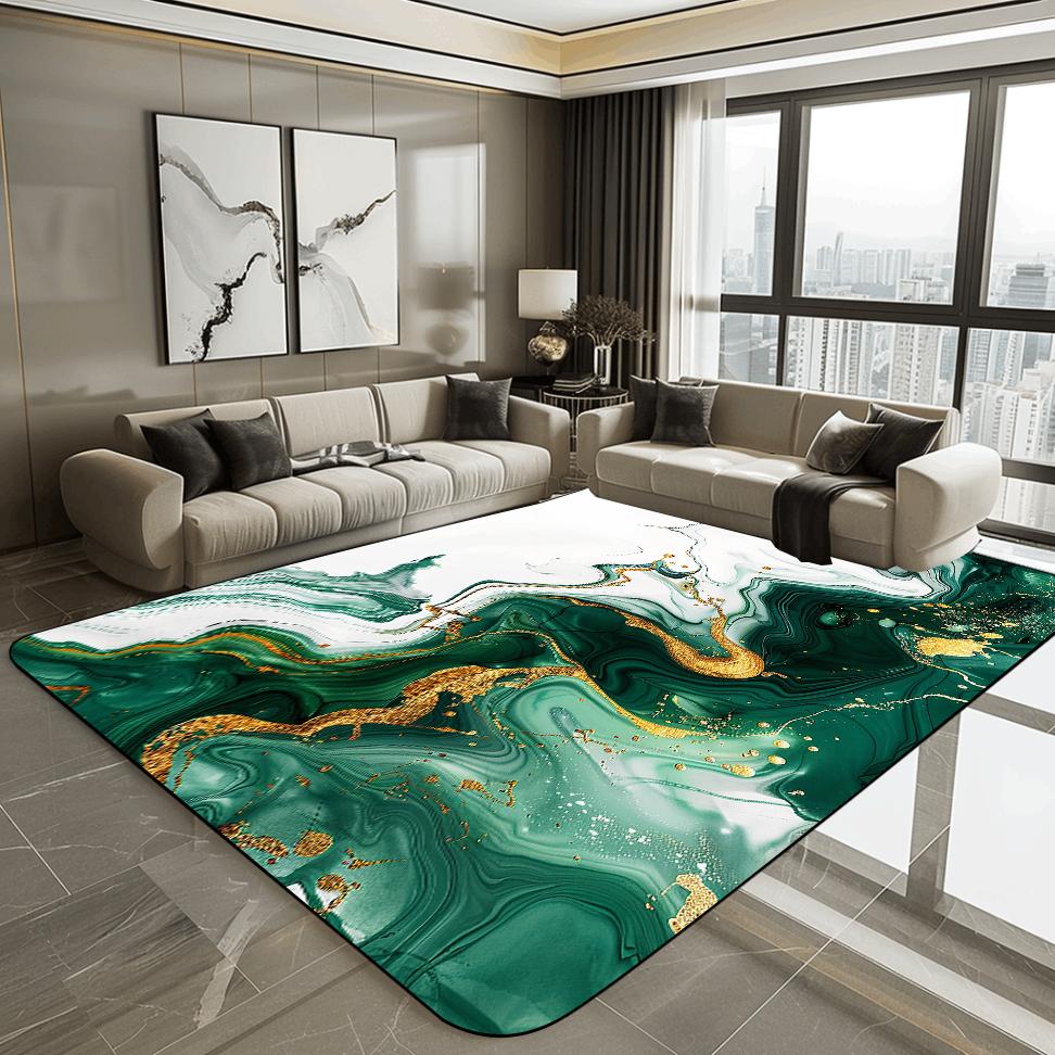 Covor Modern 3D pentru Living, Luxos, cu Decorațiune Aurie, Covoraș de Podea pentru Hol, Zona Sofa, Covor Abstract, Dormitor, Dressing, Covor Moale, Antiderapant