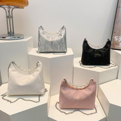 New Summer Niche Beaded Handbag One Shoulder Crossbody Bag Chain Small Bag Women Korean Style Women Bucket Bag