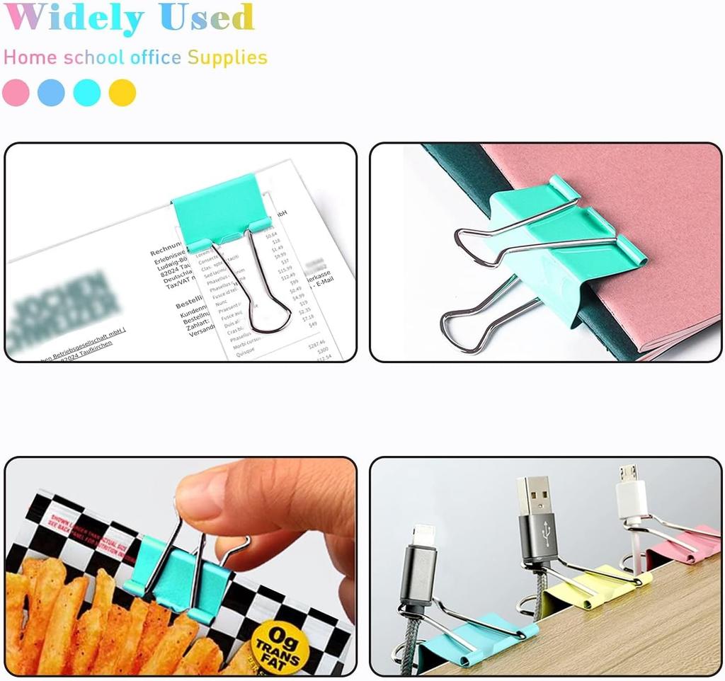Small Binder Clips Width 0.75 Inch Capacity 0.31 Inch 80 PCS, Binder Clips 19mm 3/4 Inch for Teacher School Office and Business