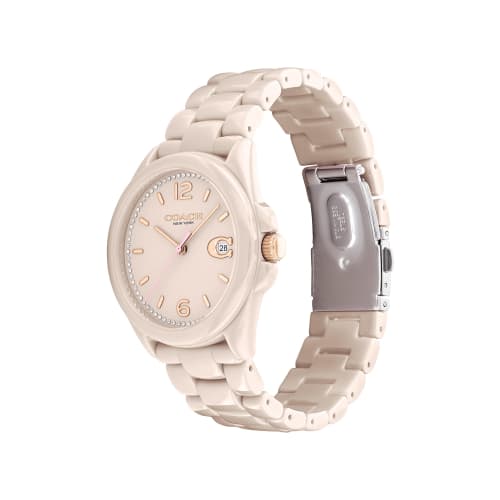 Grayson 36mm Beige Ceramic Case & Bracelet with Beige Dial, SIG "C" Date Window, and Crystal-Set Outer Ring