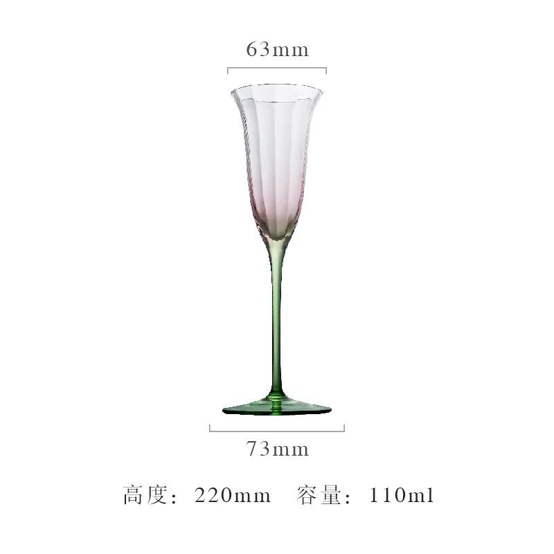 

Креативный Легкая Роскошь Винтажный Цветок Красное Вино Высокий Бокал Хрустальное Стекло Розовый Зеленый Бокал для Шампанского 301-400ml