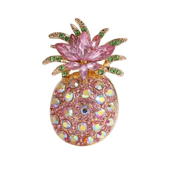 

Женская брошь Потрясающие стразы инкрустированы 3D-дизайн ананаса Брошь Лацкан костюма Свитер Платье Пальто Значок Платья Костюмы Сумки Украшения Подарок розовый